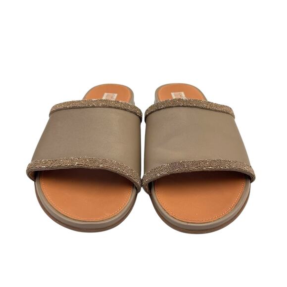 FitFlop Gracie Opul-Trim Leather Slides Sandals - Picture 2 of 11